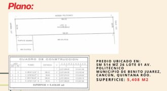 Avenida Politécnico en Cancún, Terreno en Venta con uso de suelo mixto (comercial y habitacional)
